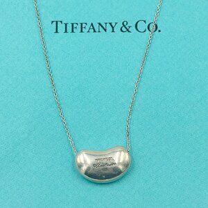 Authentic Tiffany & Co Elsa Peretti 925 Silver 18mm Large Bean Necklace